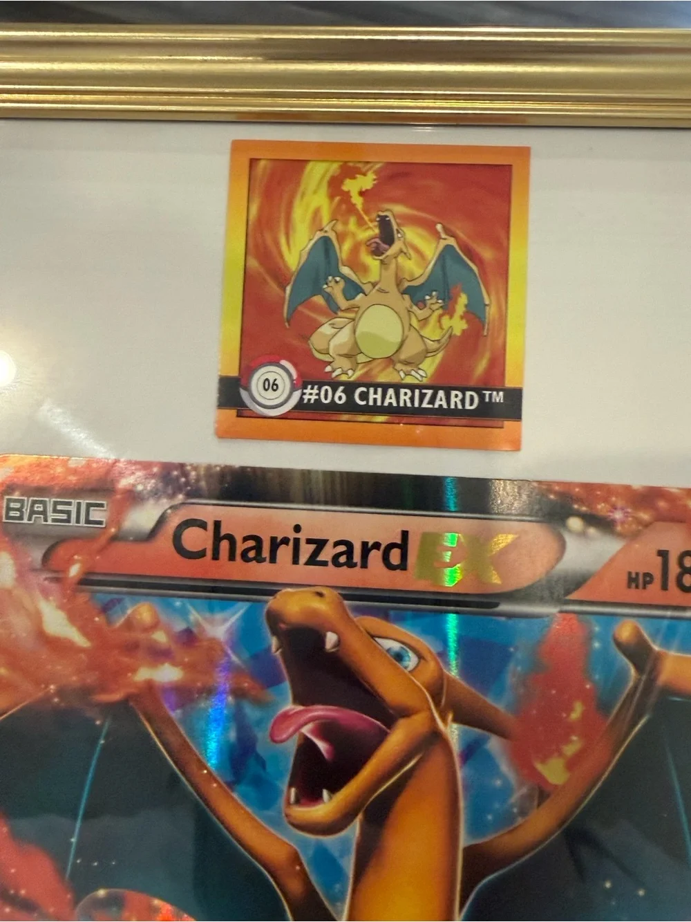 Pokemon Charizard Framed Holographic Card - Orange, Yellow, Black
